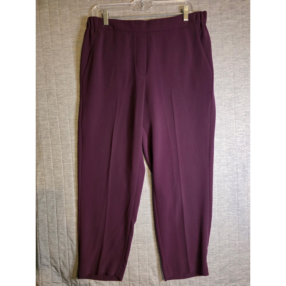 1481 J.Crew Womens Plum Purple Elastic Back Pull On Tapered Crepe Trousers Sz 12